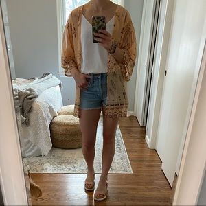 Western Print Sheer Chiffon Kimono